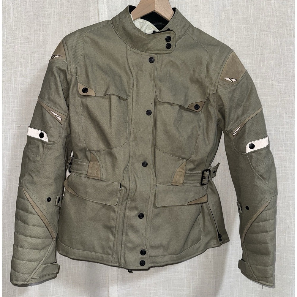 FIELDSHEER Cadence Dark Khaki Tan‎ Textile Women's Large Motorcycle Jacket